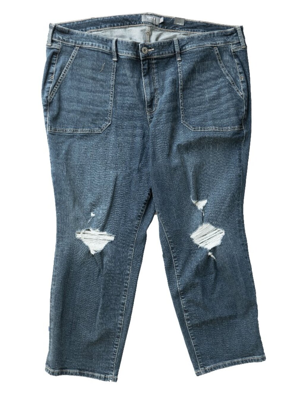 TORRID Boyfriend Vintage Jeans Grunge High Rise Distressed Patch Pocket Ankle